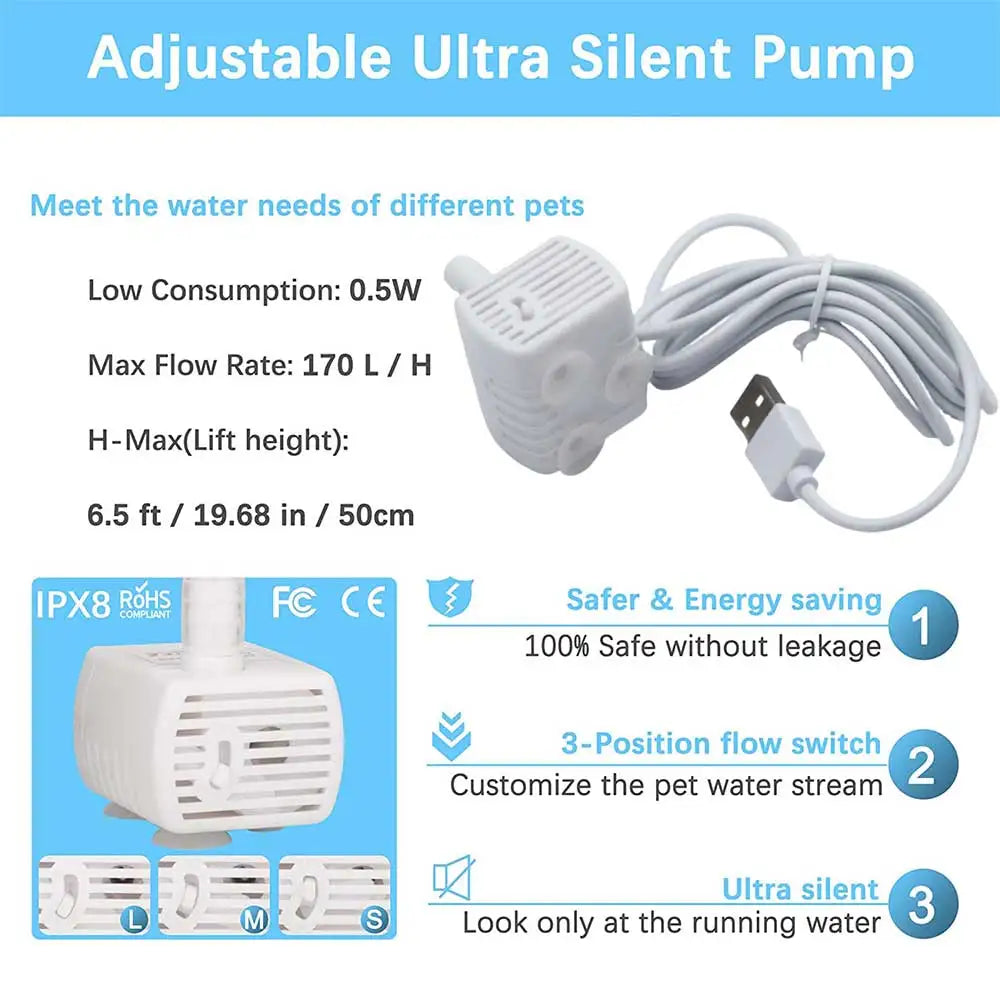 Pet Cat Water Pump Fountain Anti-dry Burning Motor Replacement for Cat Flowers Drinking Bowl Water Dispenser Pet Products