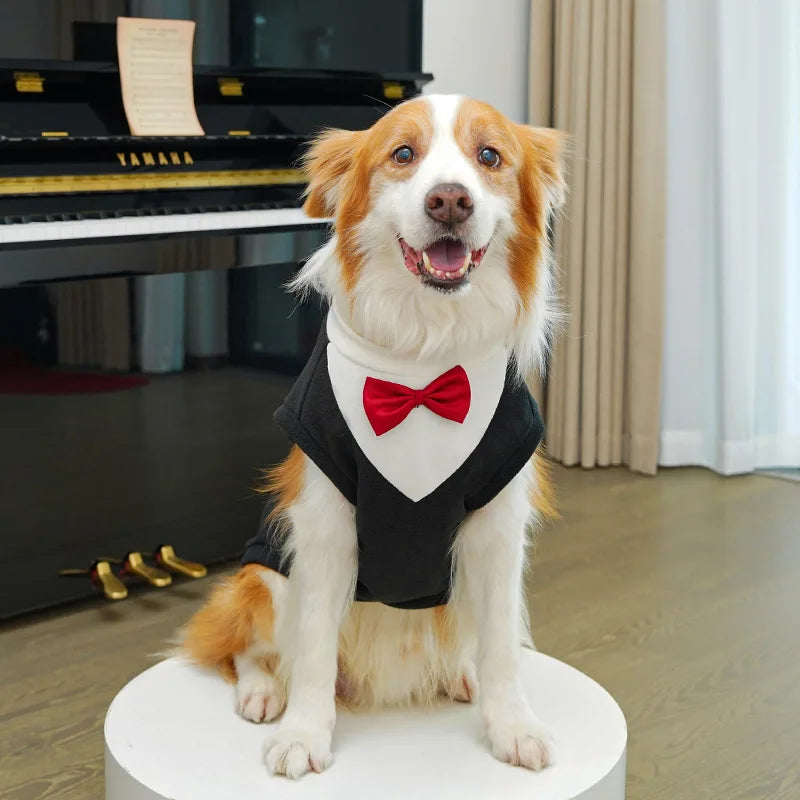 Elegant Pet Tuxedo for Small Dogs Cats Wedding Party Suit with Bow Tie Formal Outfit Dog Clothes Costume