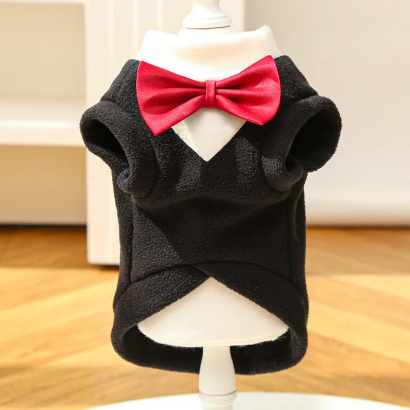 Elegant Pet Tuxedo for Small Dogs Cats Wedding Party Suit with Bow Tie Formal Outfit Dog Clothes Costume