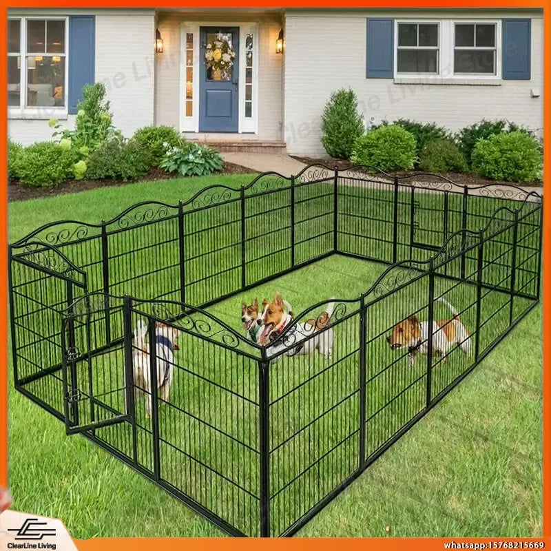 Heavy Duty Foldable Metal Dog Playpen 8 Panel Pet Kennel Fence with Gate for Indoor Outdoor Use Puppy Kitten Small Animal