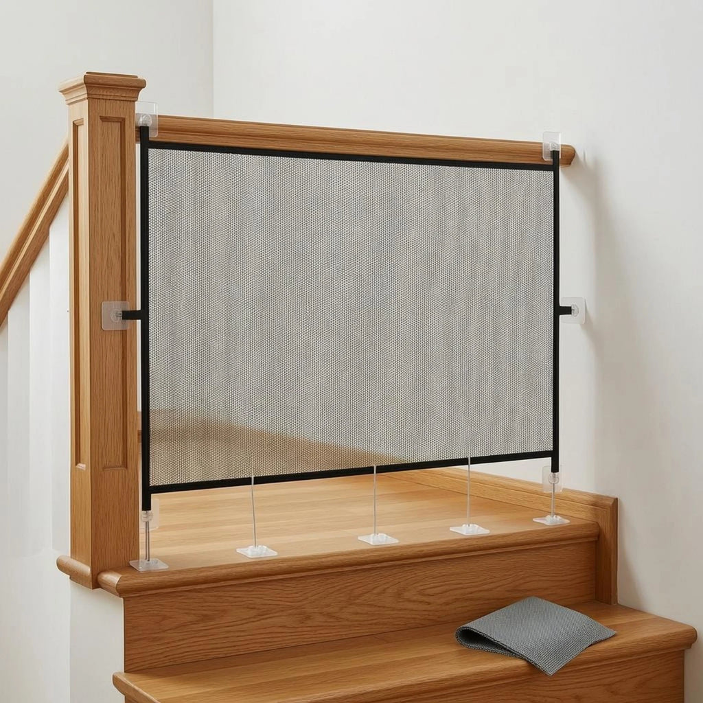 Mesh Pet Barrier Panel Black Frame Rectangular Mesh Gate Panel Indoor Pet Divider Sturdy Dog Fence Panels Long-Lasting