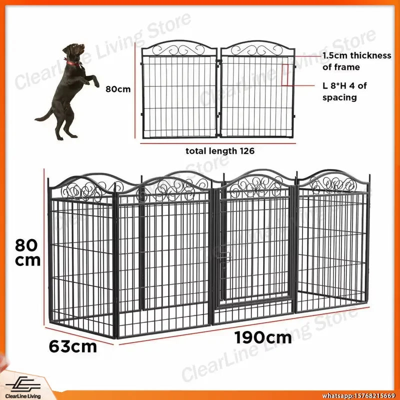 Heavy Duty Foldable Metal Dog Playpen 8 Panel Pet Kennel Fence with Gate for Indoor Outdoor Use Puppy Kitten Small Animal