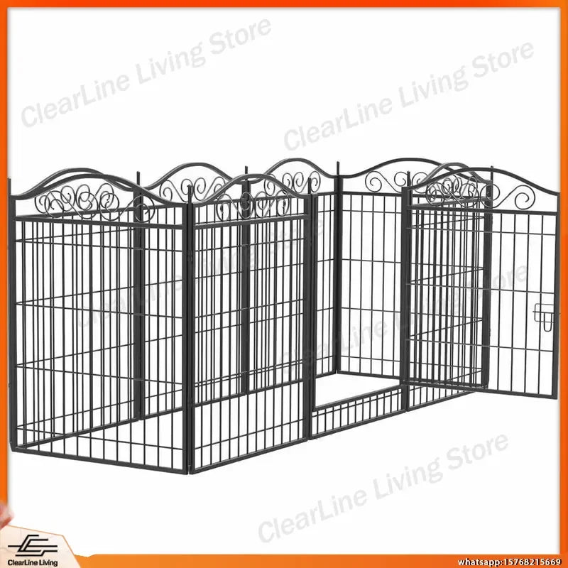 Heavy Duty Foldable Metal Dog Playpen 8 Panel Pet Kennel Fence with Gate for Indoor Outdoor Use Puppy Kitten Small Animal