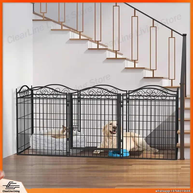 Heavy Duty Foldable Metal Dog Playpen 8 Panel Pet Kennel Fence with Gate for Indoor Outdoor Use Puppy Kitten Small Animal