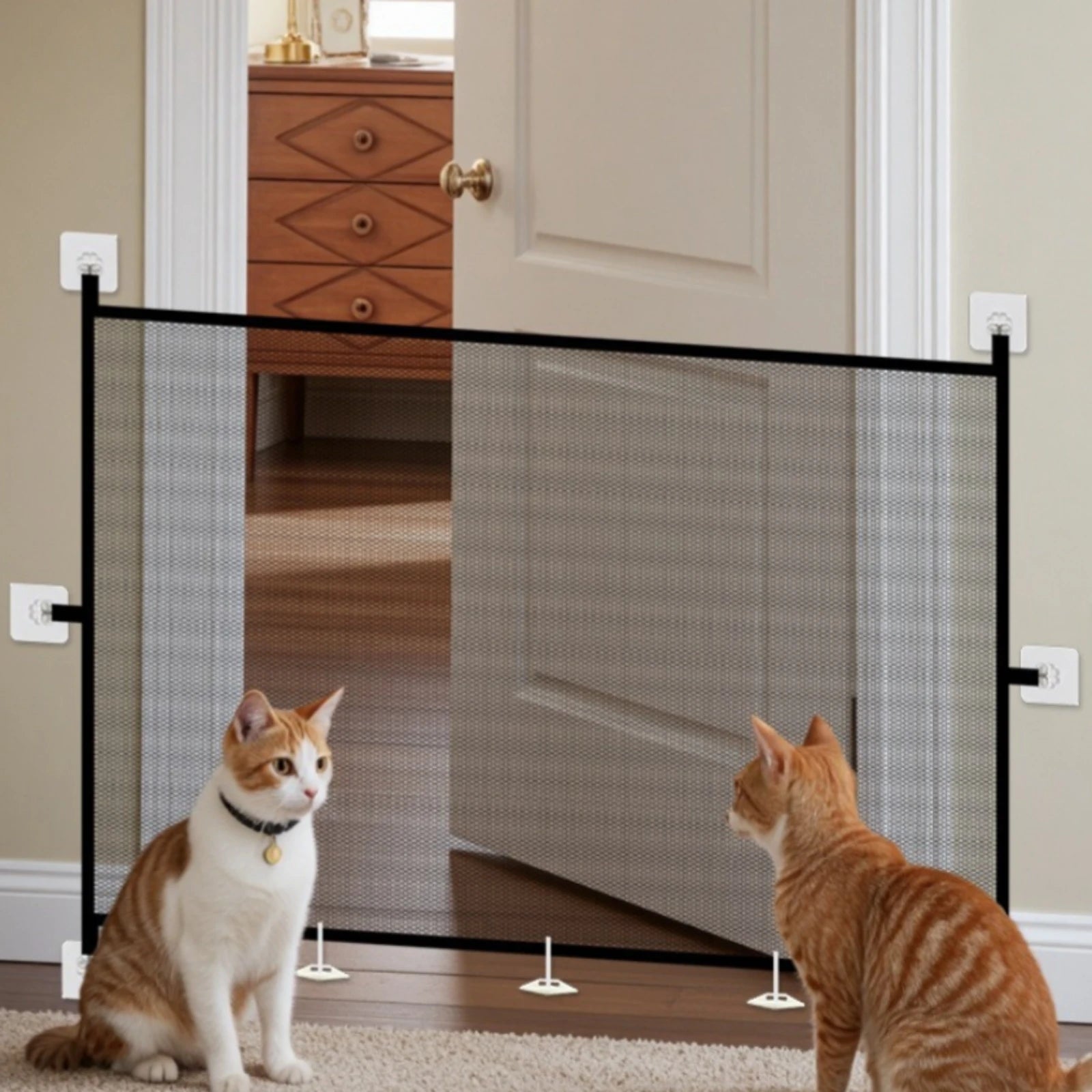 Mesh Pet Barrier Panel Black Frame Rectangular Mesh Gate Panel Indoor Pet Divider Sturdy Dog Fence Panels Long-Lasting