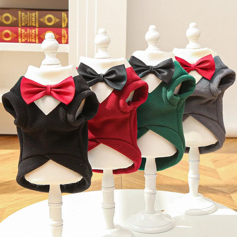 Elegant Pet Tuxedo for Small Dogs Cats Wedding Party Suit with Bow Tie Formal Outfit Dog Clothes Costume